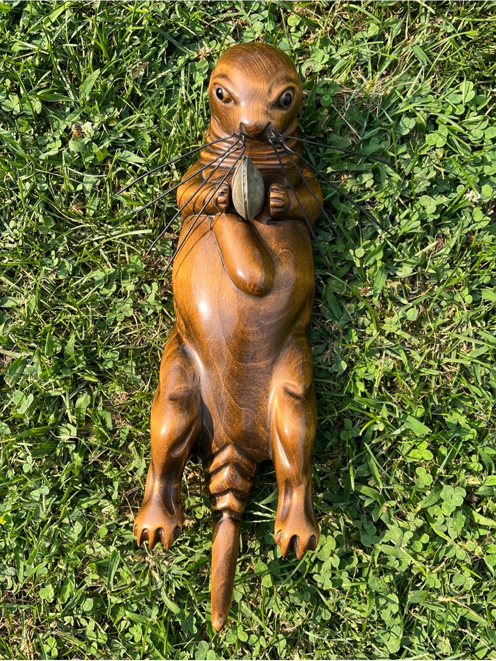 Vintage Tom Taber Wood Carved Otter RARE MCM